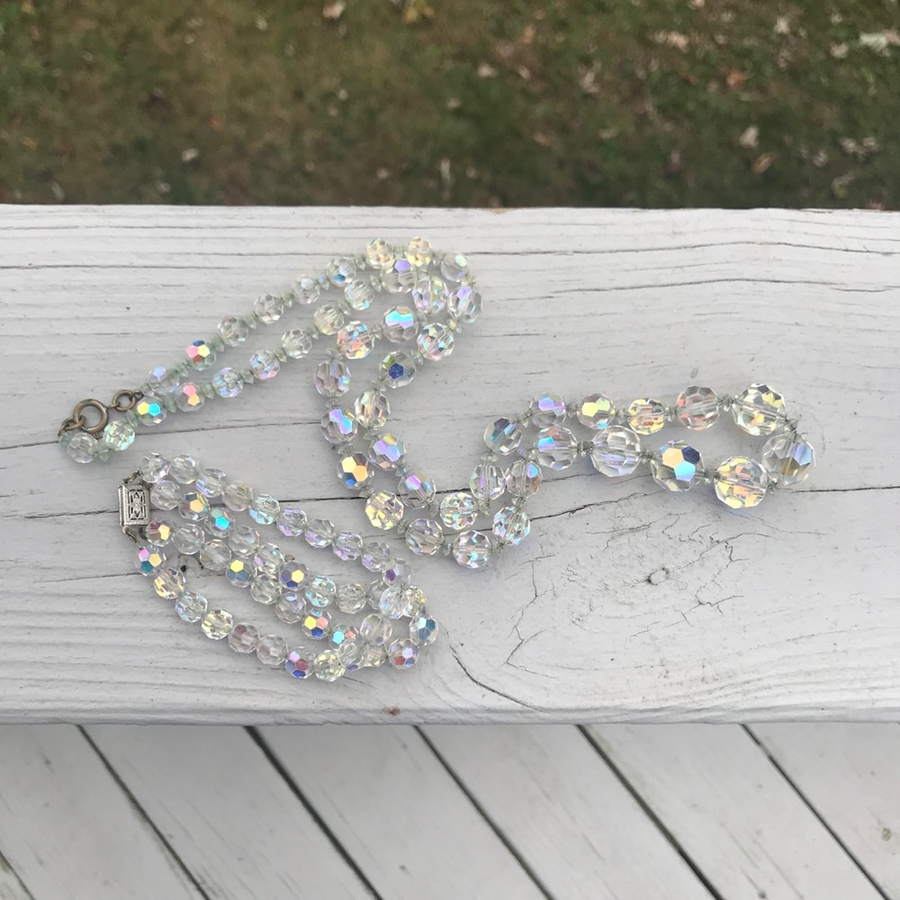Vintage 1960s sixties crystal necklace bracelet jewelry resort wear dressup glam
